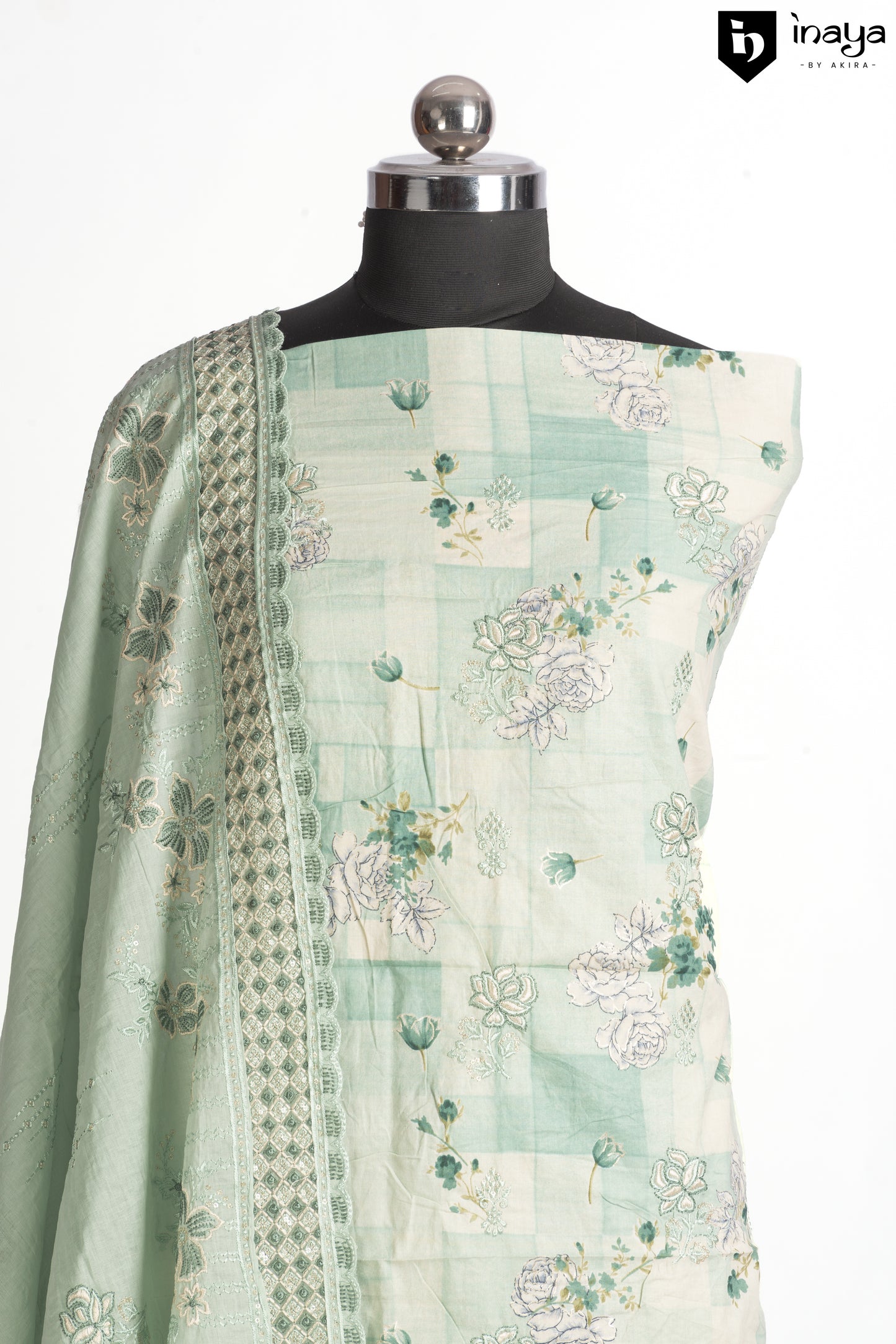 Spring Whisper Cotton Suit Set in Mint Green