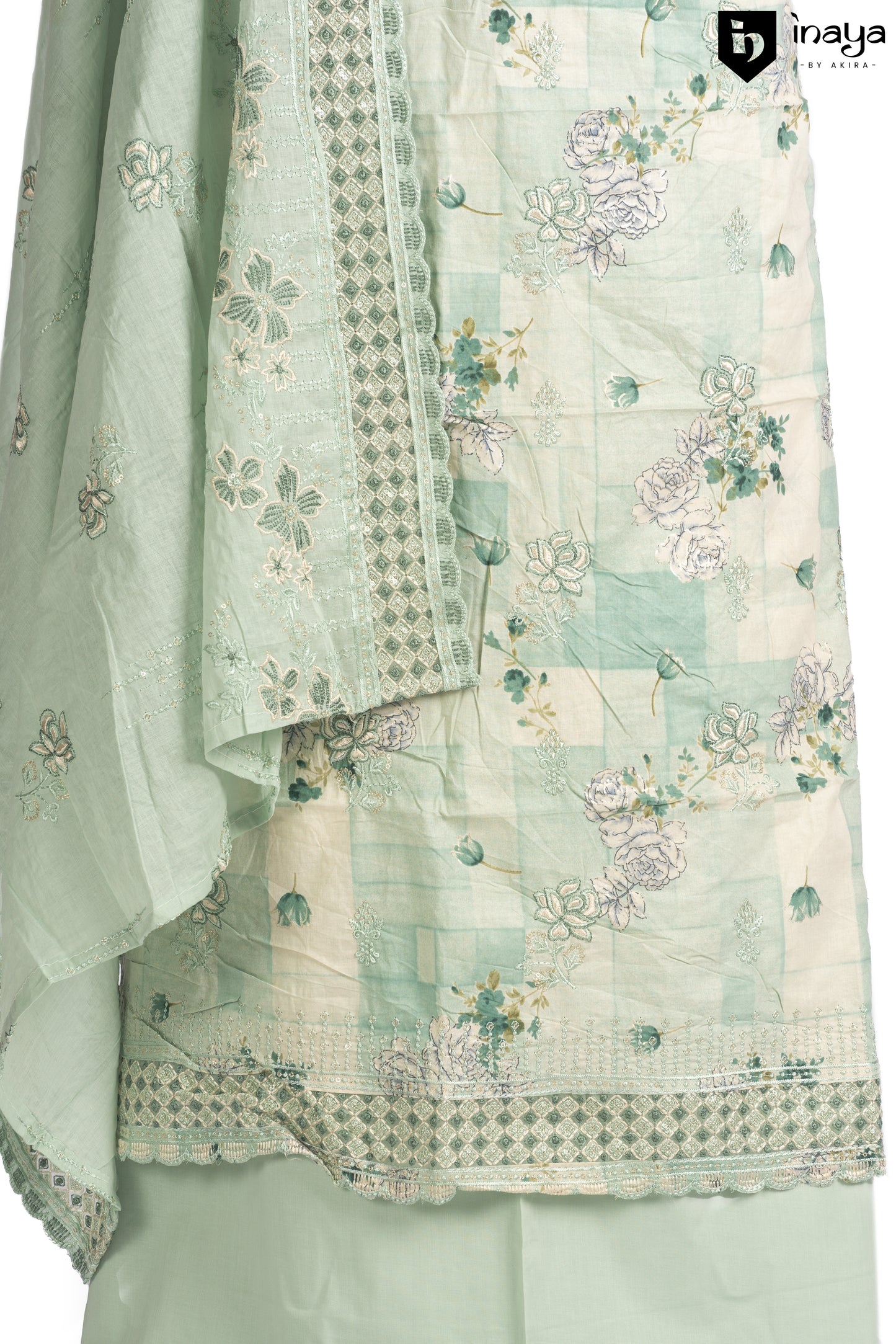 Spring Whisper Cotton Suit Set in Mint Green