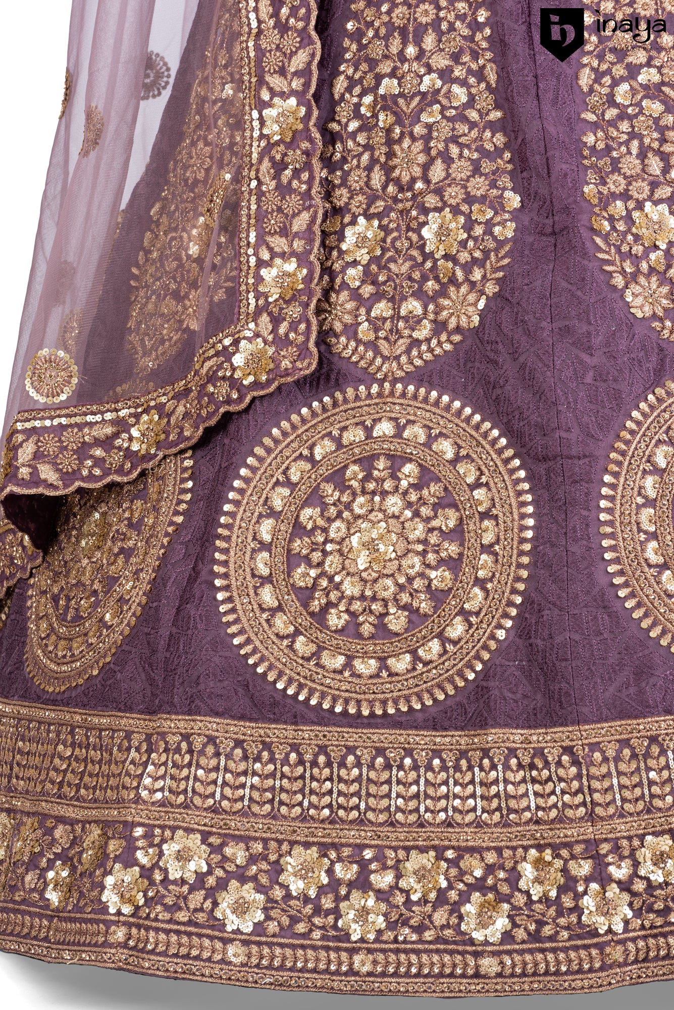 Royal Plum Grandeur: Plum Raw Silk Semi-Stitched Bridal Lehenga with Golden Zari Work