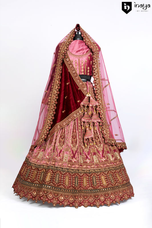 Ethereal Rose Gold Bridal Lehenga with Intricate Embroidery