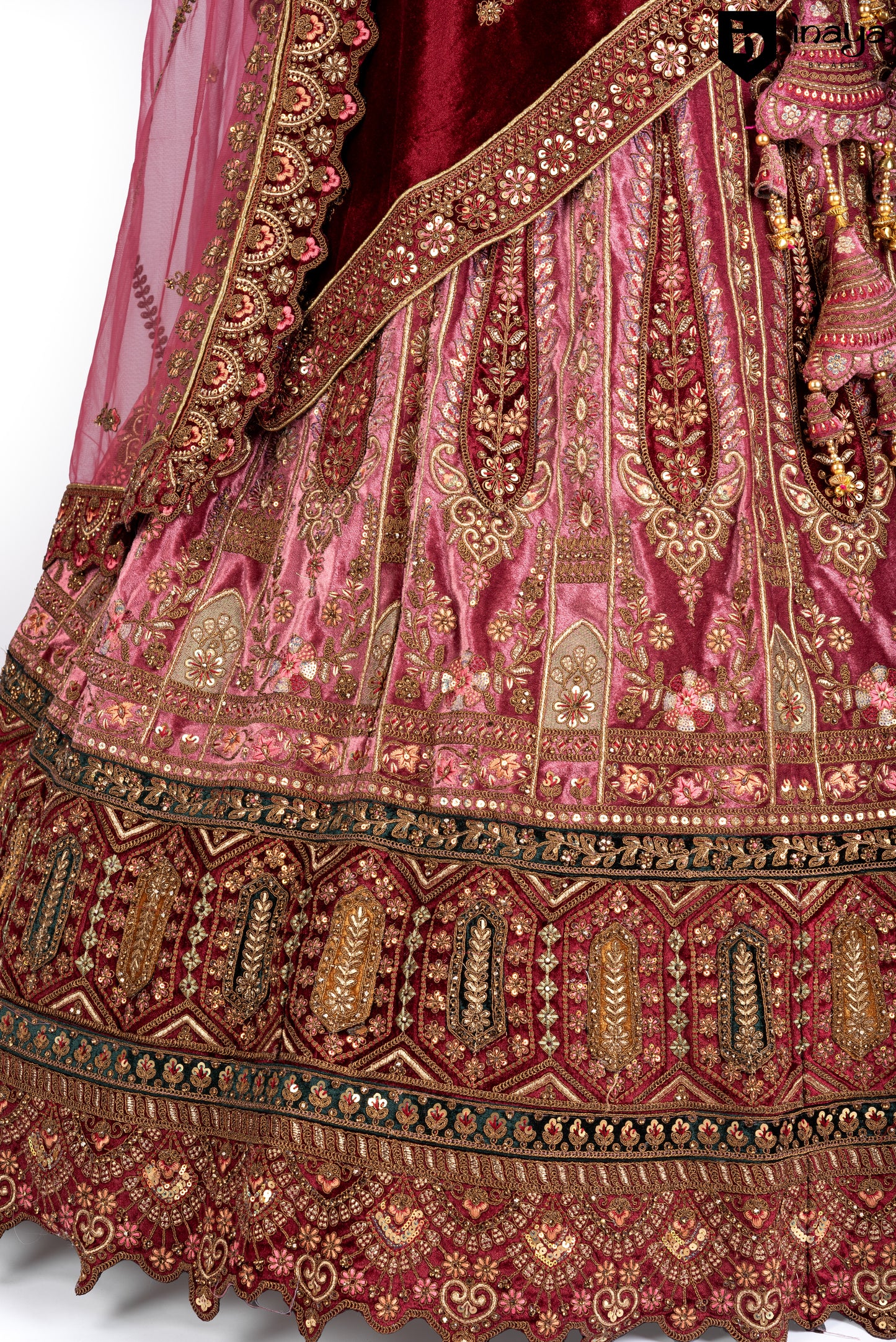 Ethereal Rose Gold Bridal Lehenga with Intricate Embroidery