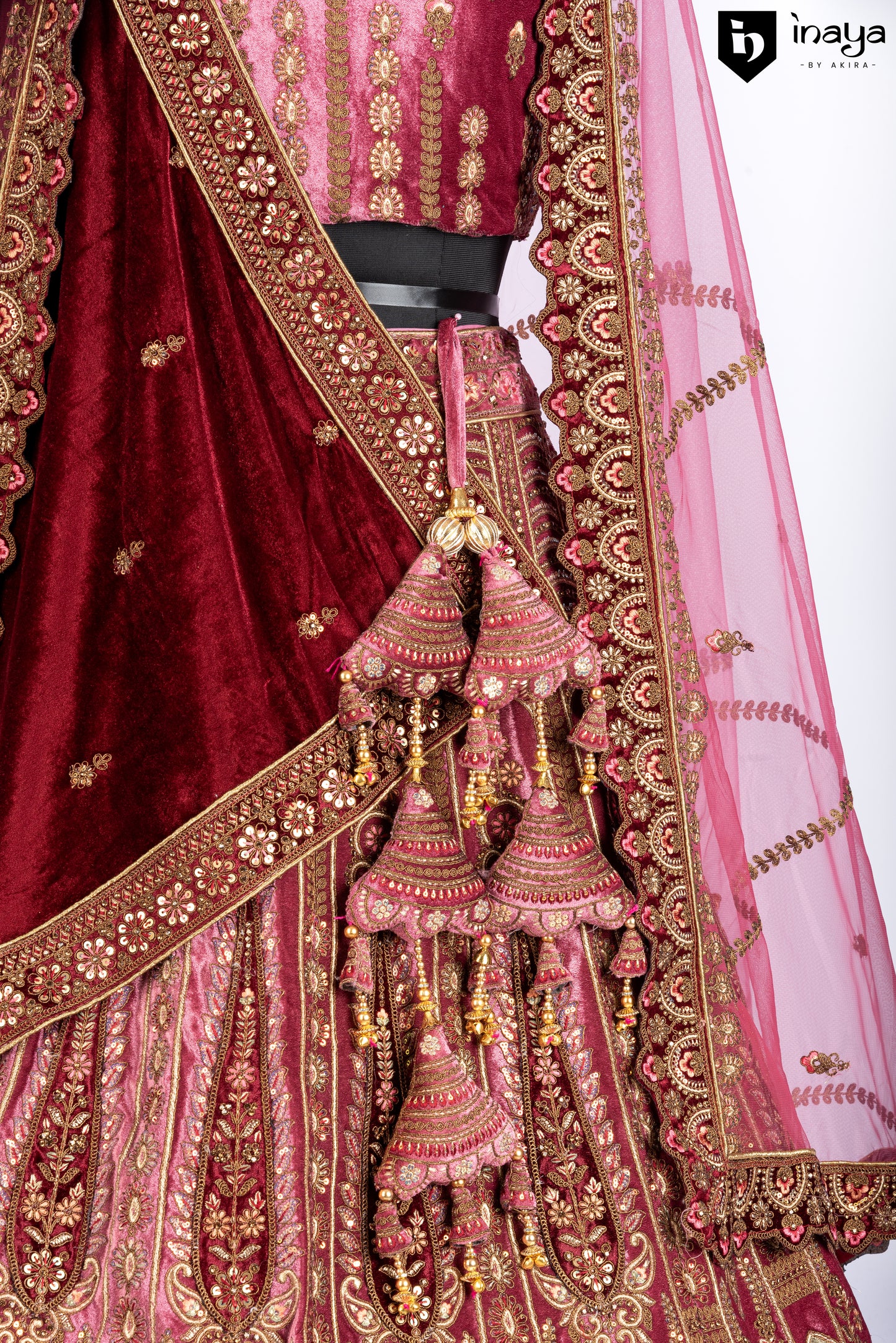 Ethereal Rose Gold Bridal Lehenga with Intricate Embroidery