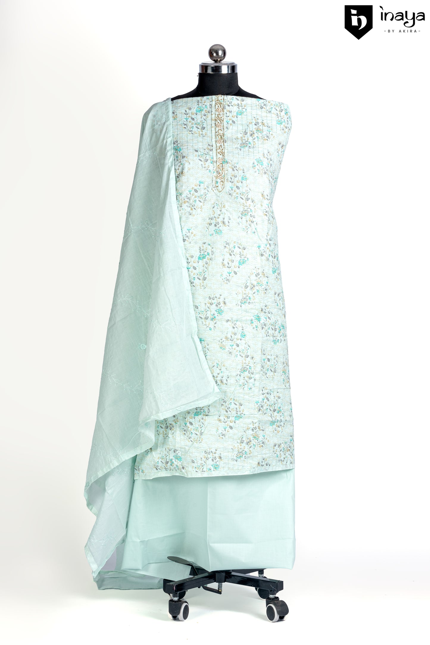 Serene Aqua Cotton Suit