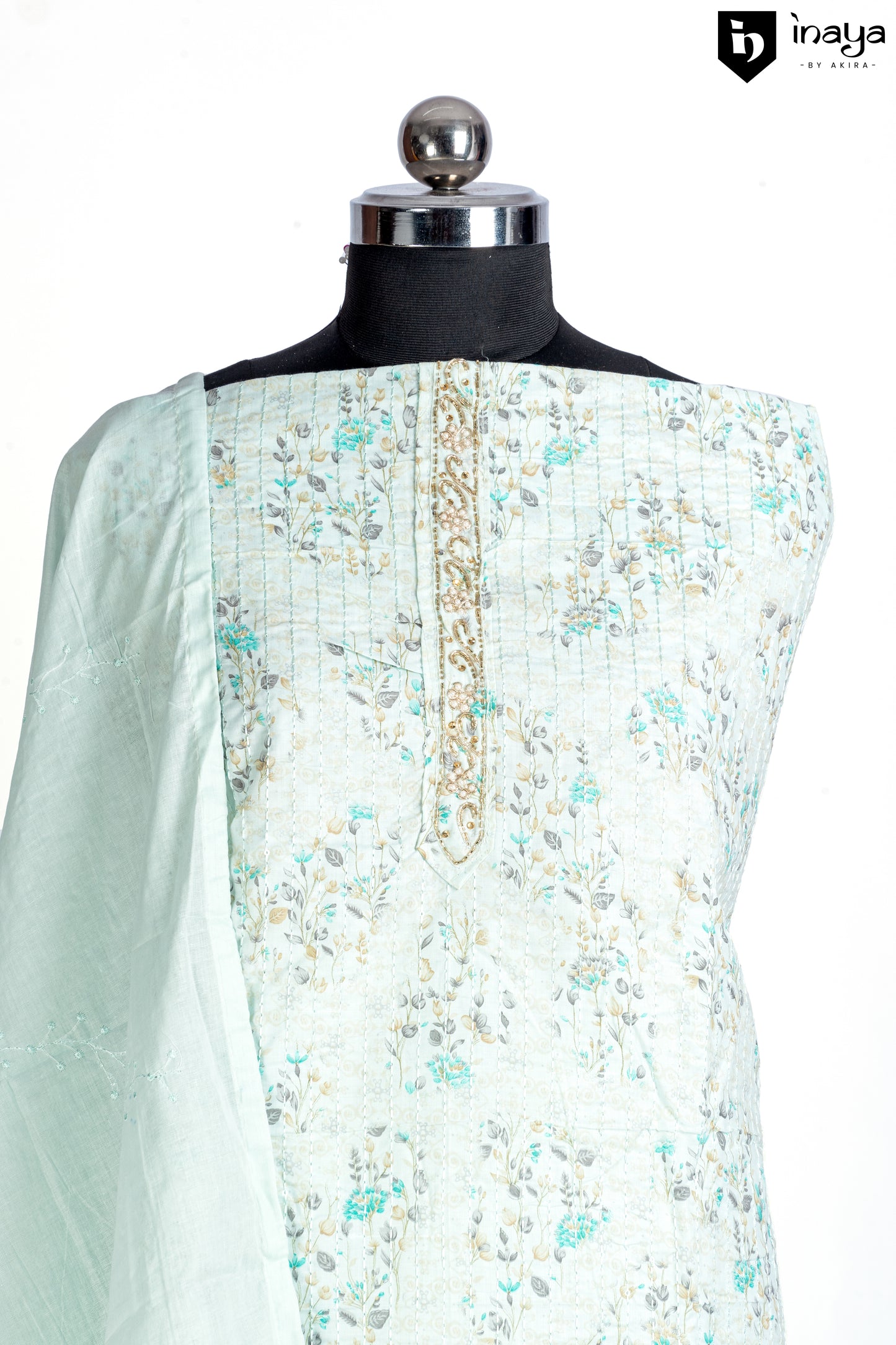 Serene Aqua Cotton Suit