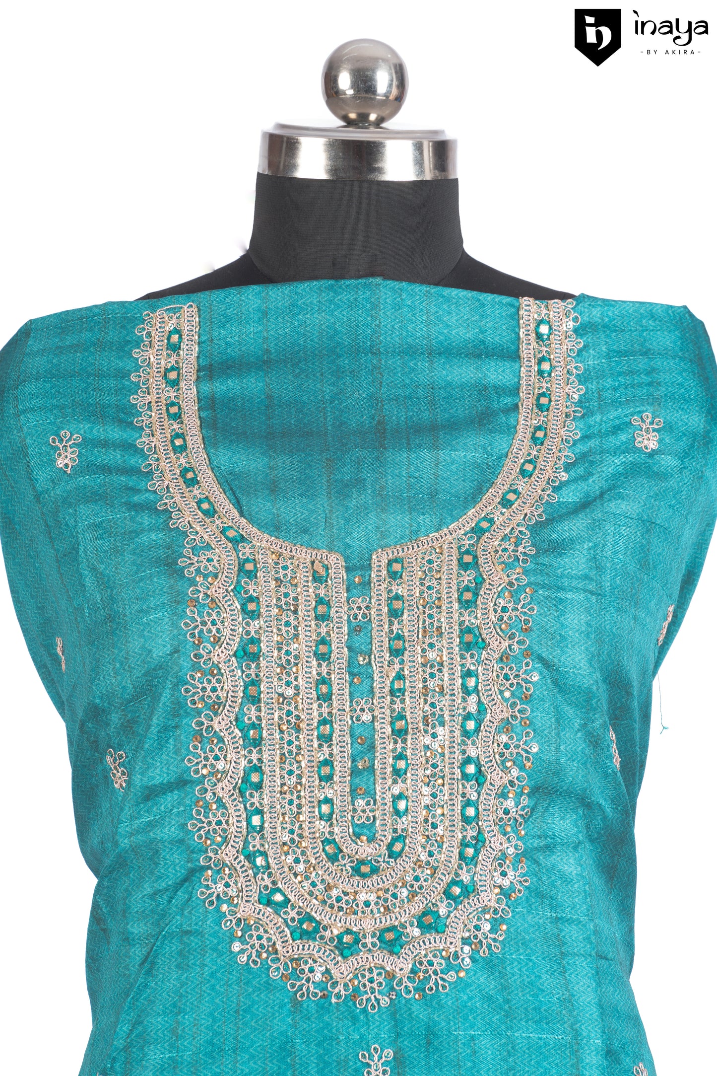 Teal Treasure Silk Suit Set with Embellished Dupatta