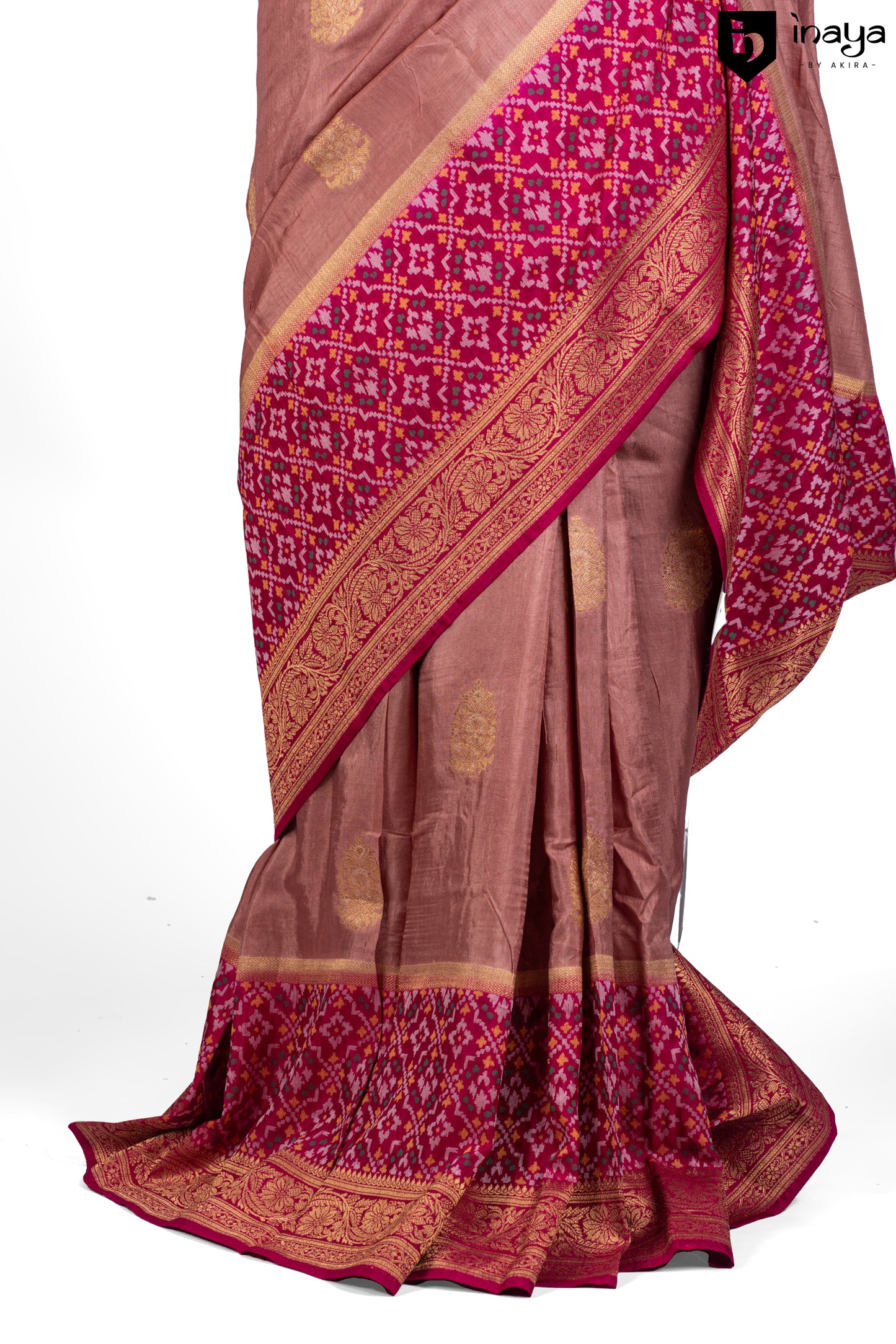 Mystic Dusty Rose Banarasi Silk Saree with Rich Magenta Accents