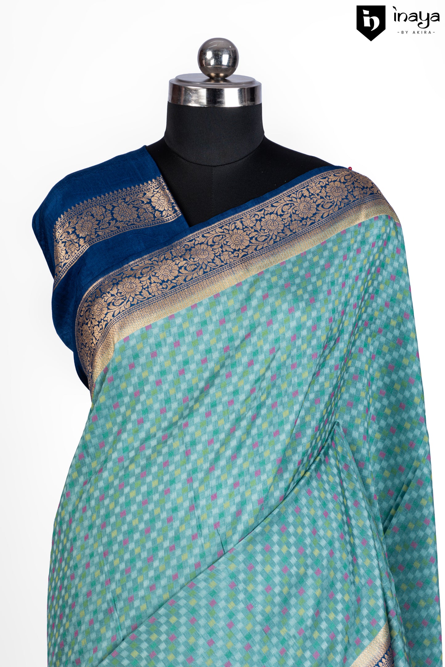 Aqua Elegance - Lustrous Banarasi Silk Saree in Refreshing Aqua