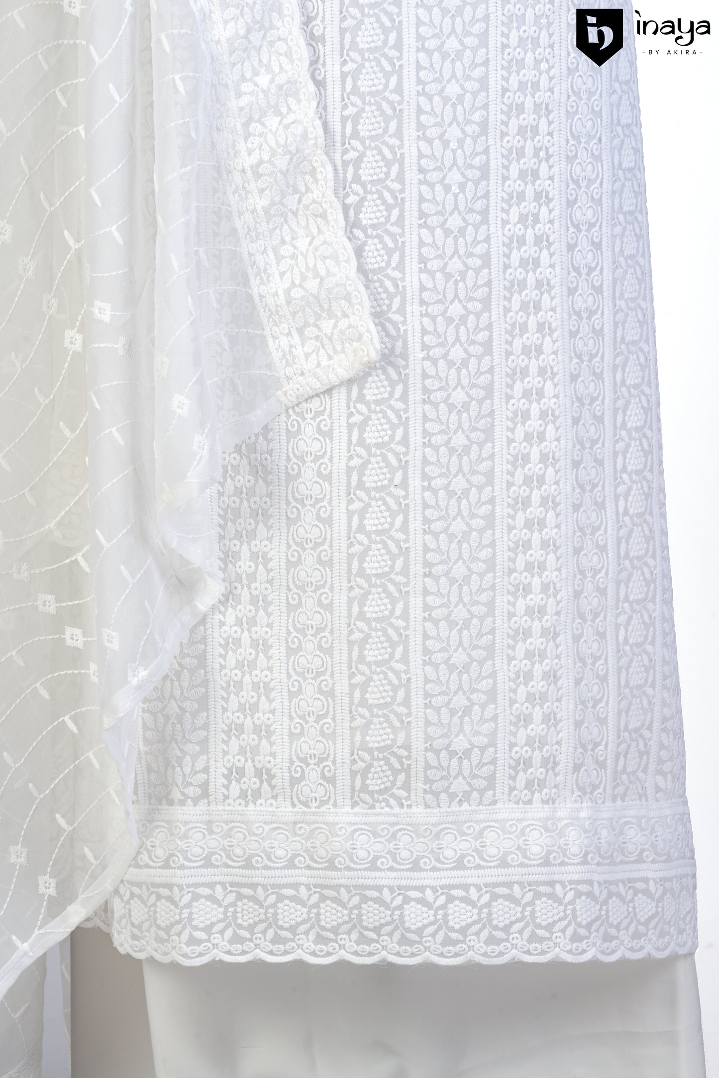 Ethereal White Chikankari Georgette Suit Set