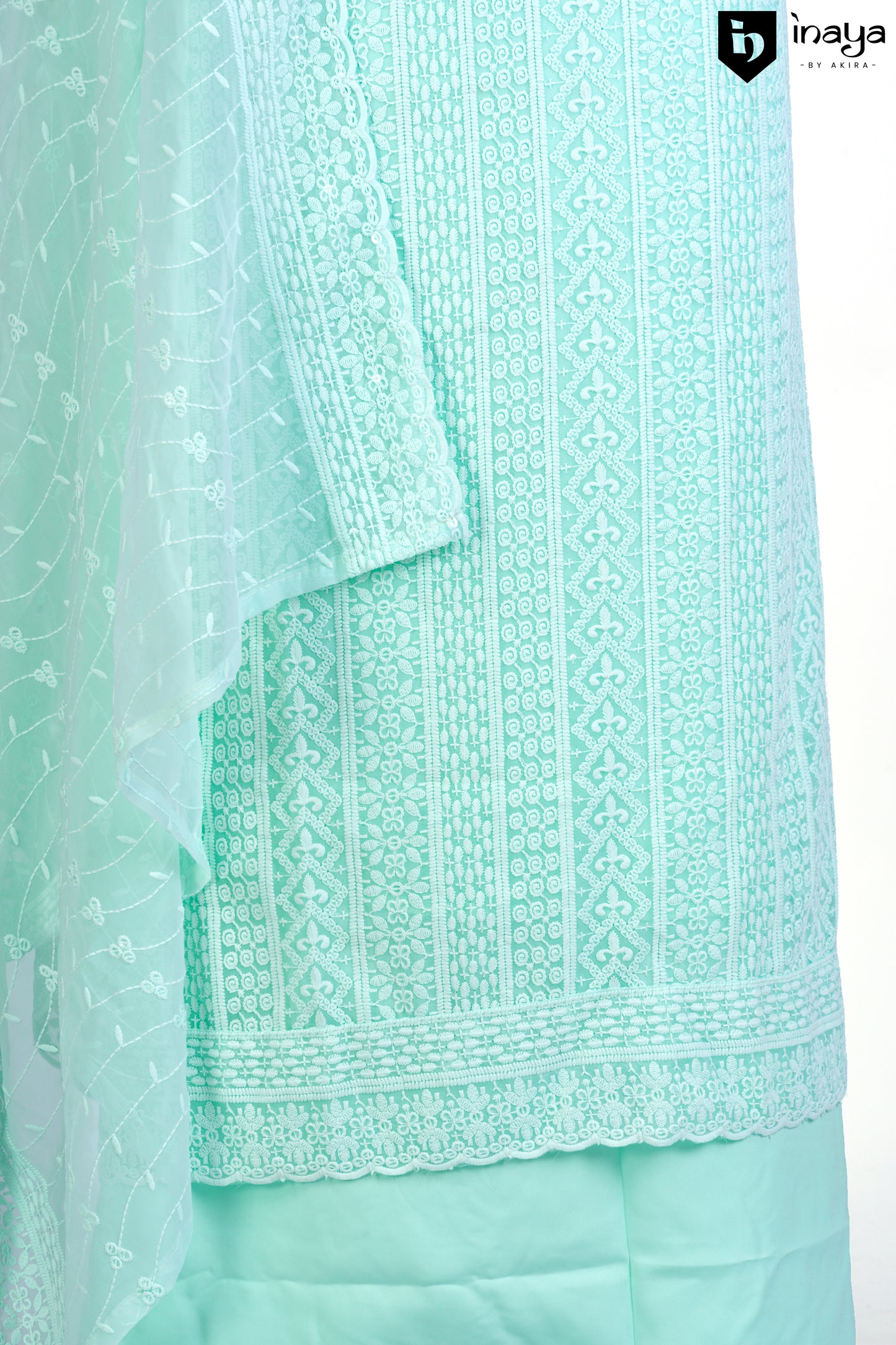 Serene Seafoam Cotton Chikankari Suit Set