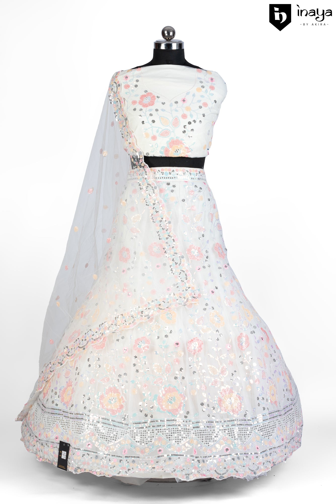 Whimsical Garden Semi-Stitched Lehenga in Tulle and Organza