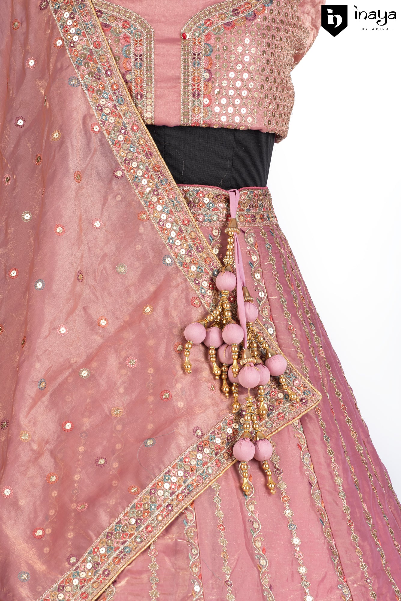 Dusty Rose Elegance: Dusty Rose French Crepe Silk Semi-Stitched Bridal Lehenga with Net Dupatta