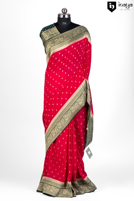 Crimson Elegance Banarasi Silk Saree