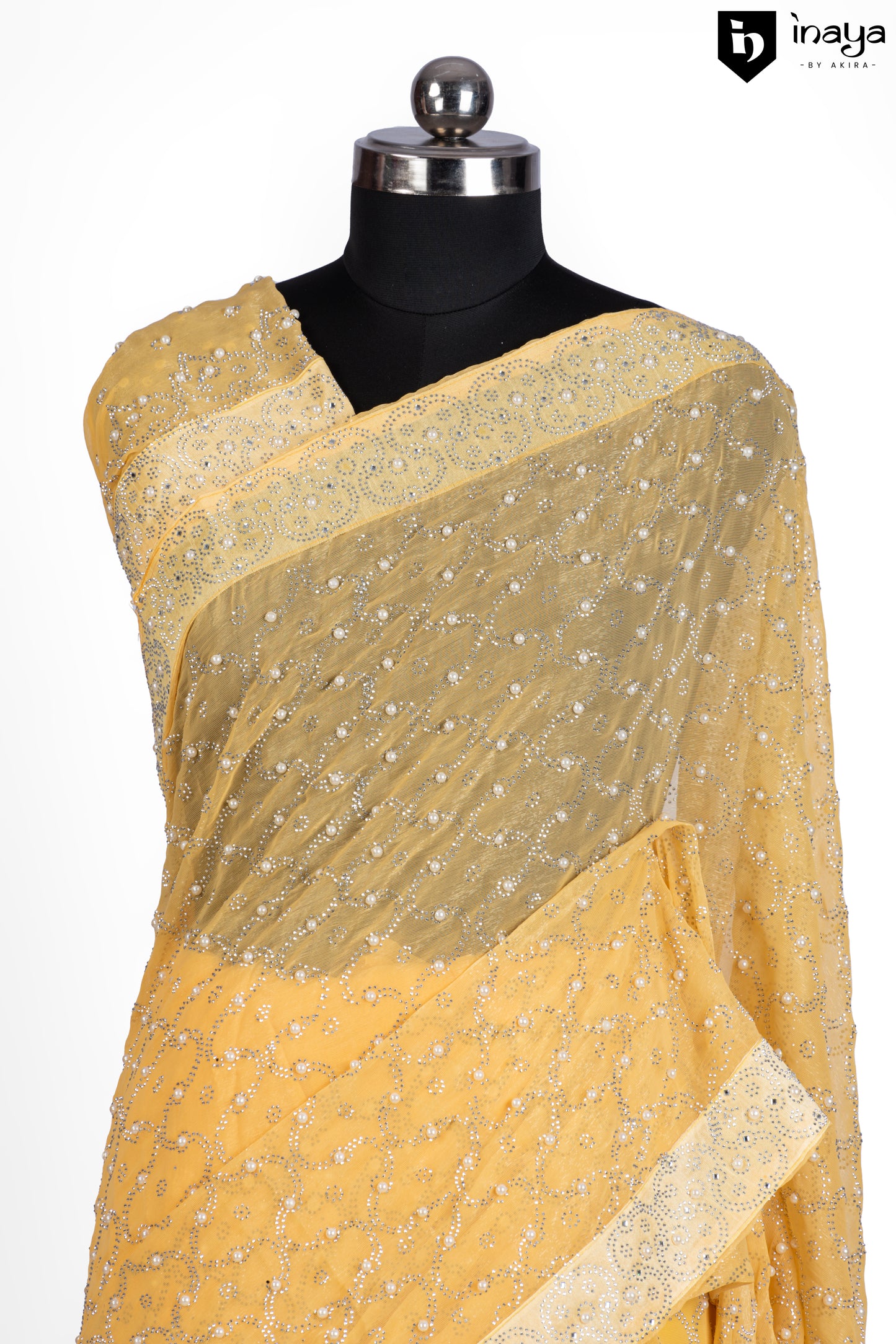 Sunshine Yellow Chiffon Saree with Delicate Sequins