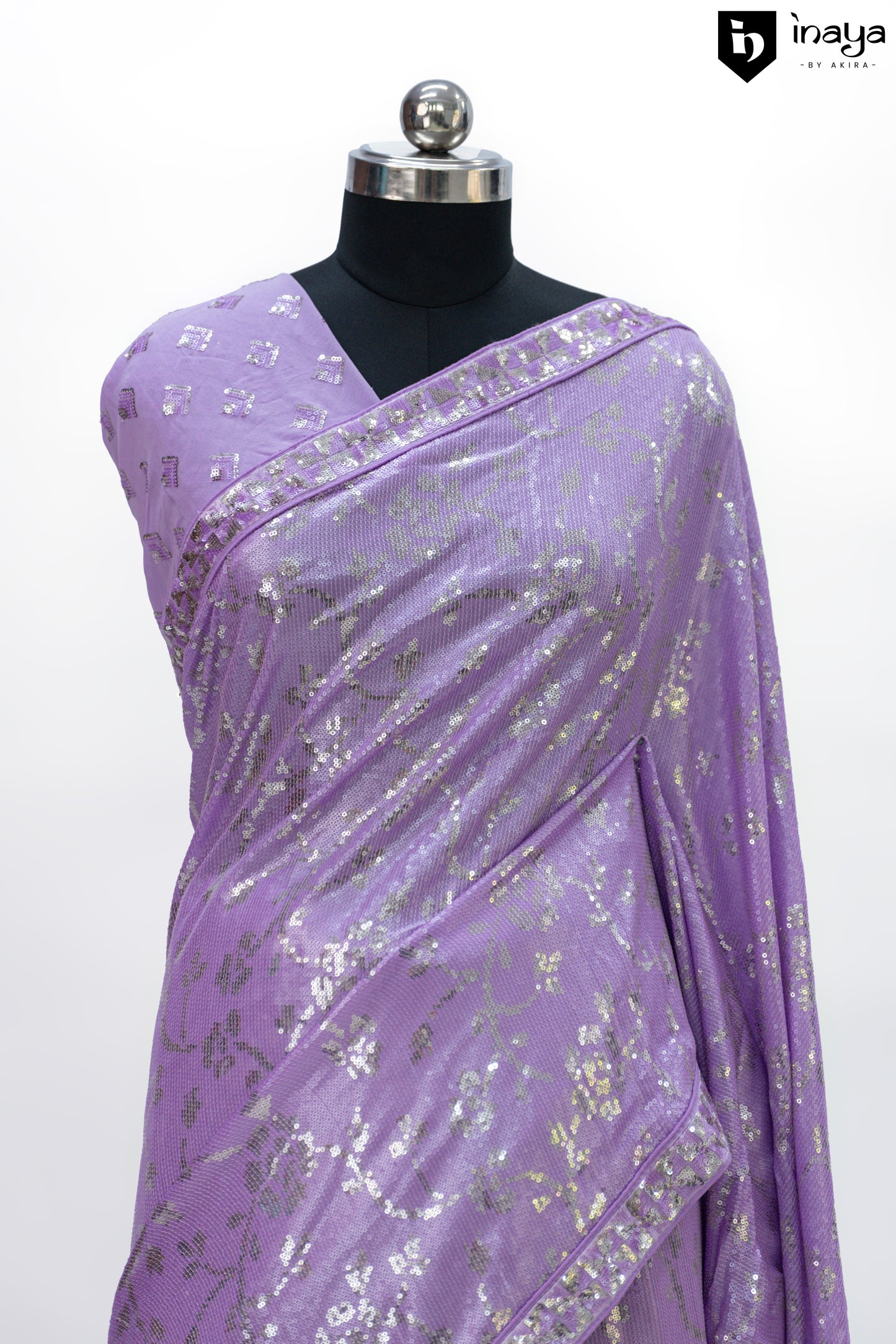 Lavender Whispers Sequin Georgette Saree