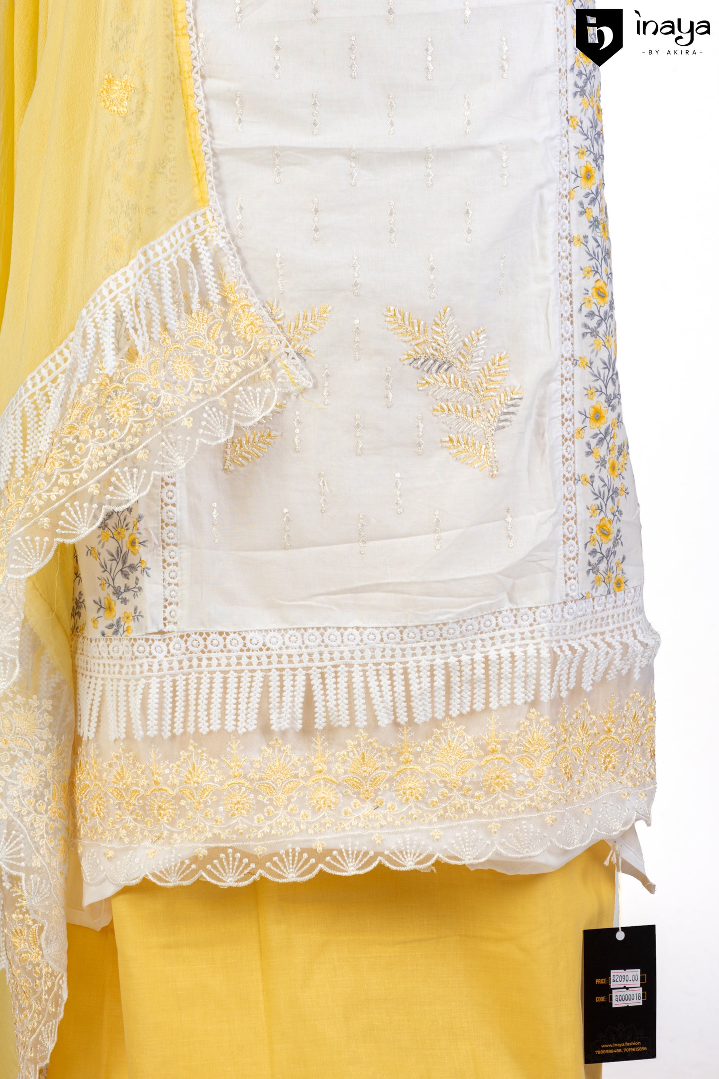 Sunlit Daisy Cotton Suit Set with Delicate Embroidery