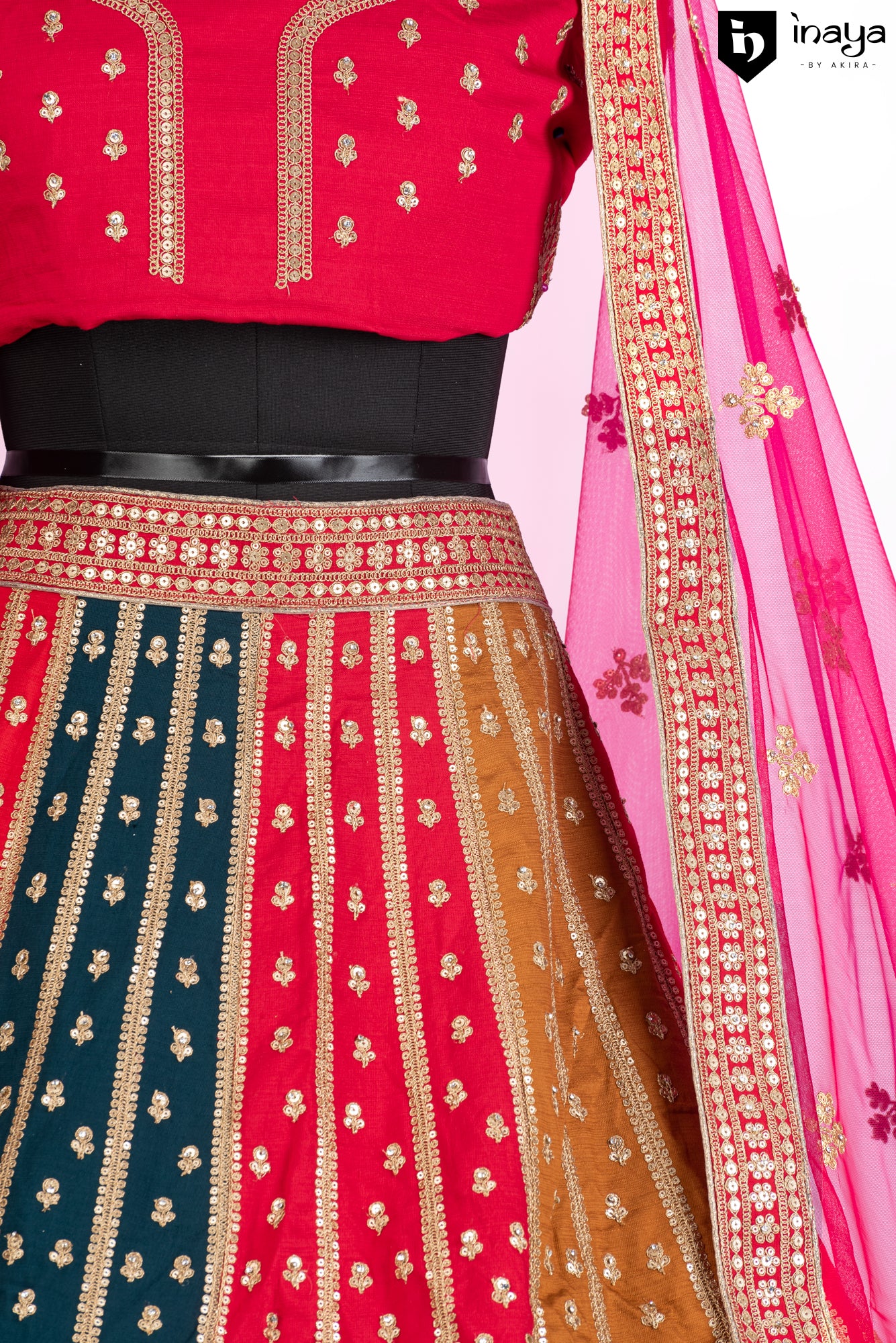 Vibrant Multi-Colored Silk and Net Semi-Stitched Lehenga