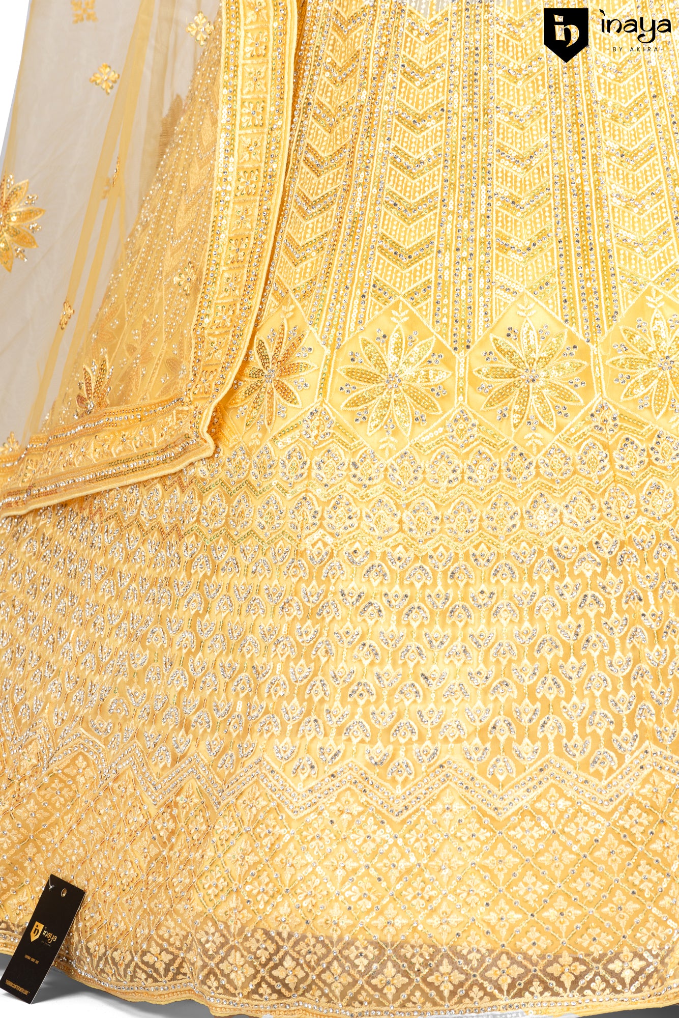 Yellow Elegance: Semi-Stitched Net Lehenga