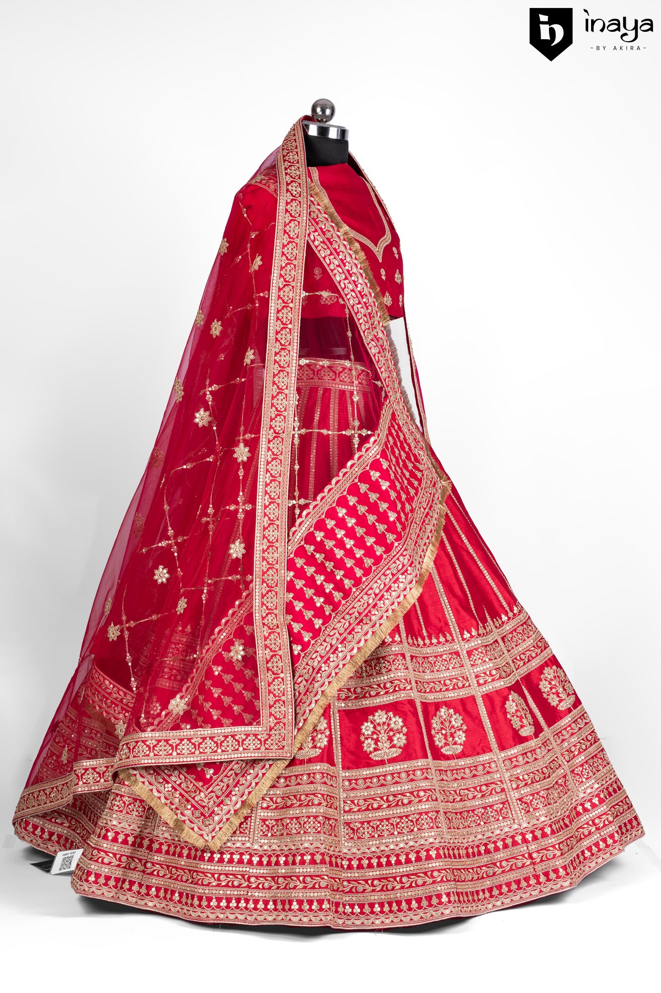 Crimson Tradition: Rich Red Raw Silk Semi-Stitched Bridal Lehenga with Classic Embroidery