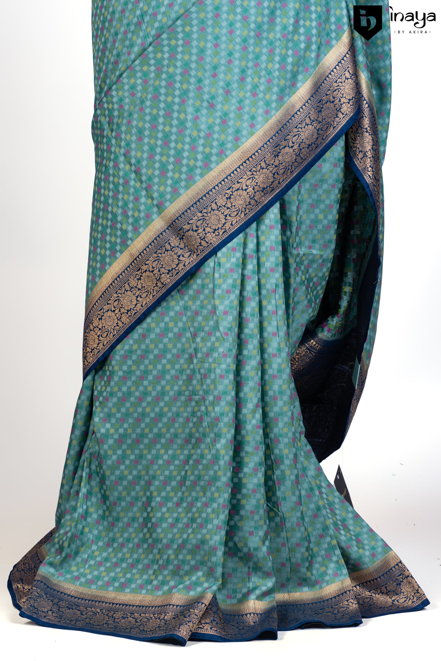 Aqua Elegance - Lustrous Banarasi Silk Saree in Refreshing Aqua