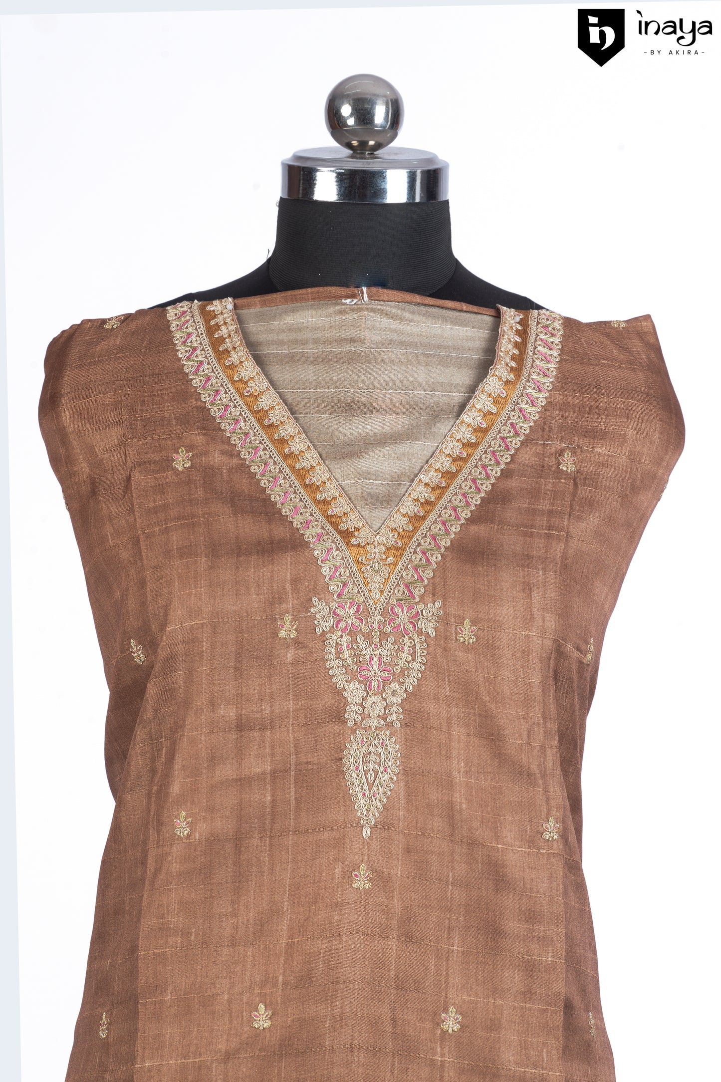 Rustic Elegance Raw Silk Suit Set with Floral Dupatta