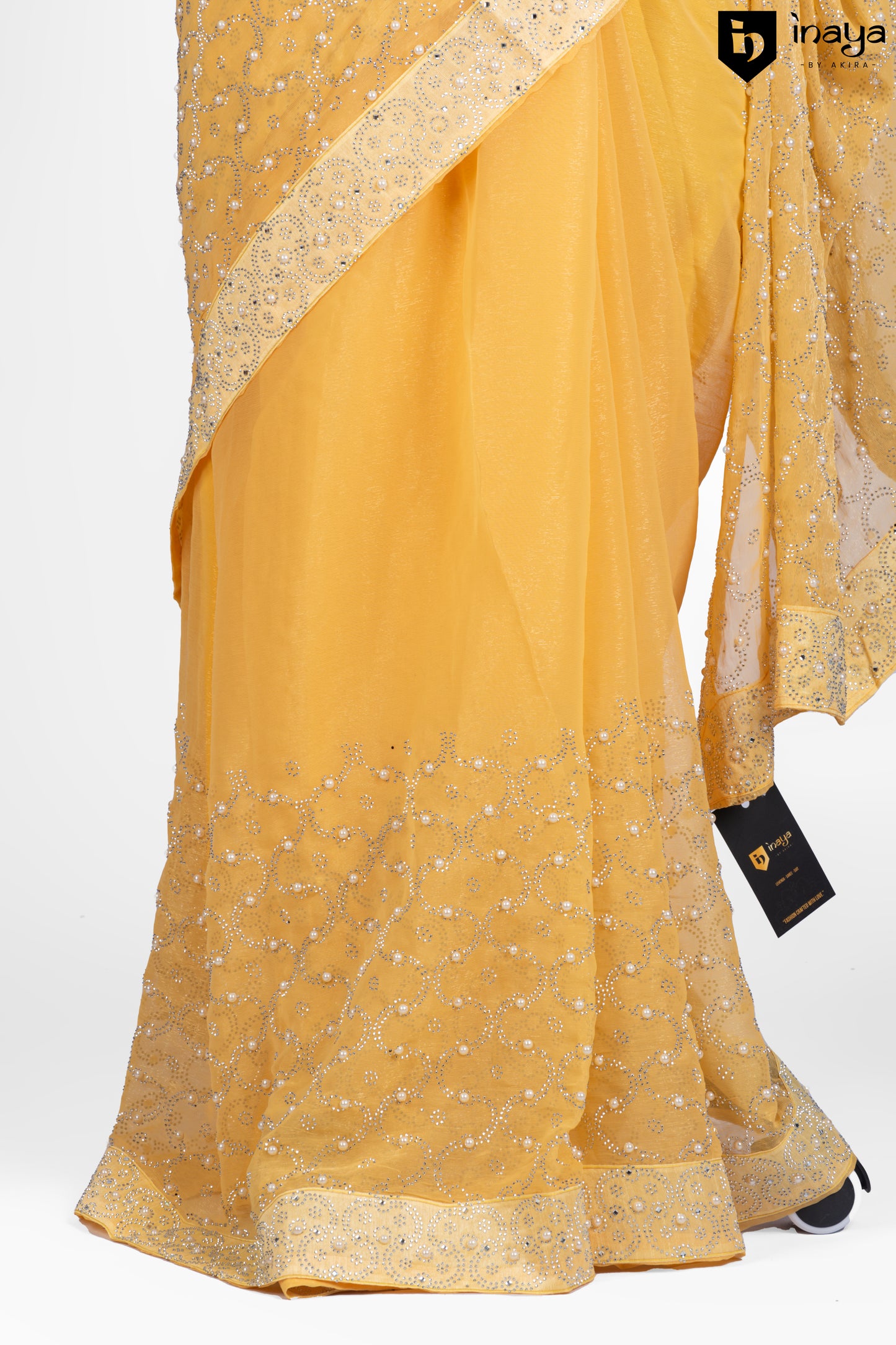 Sunshine Yellow Chiffon Saree with Delicate Sequins