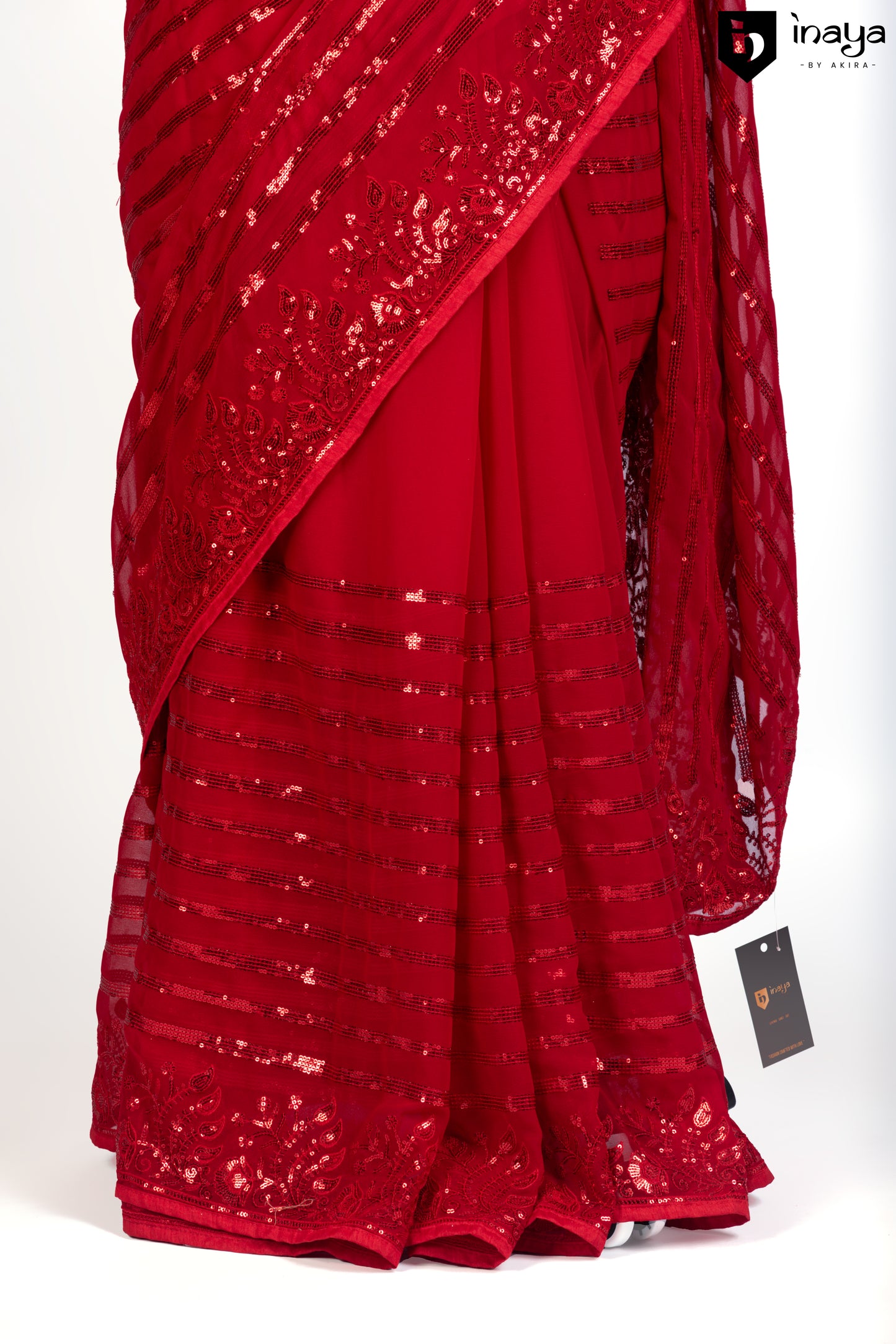 Radiant Red Georgette Saree with Sequin Embellishments