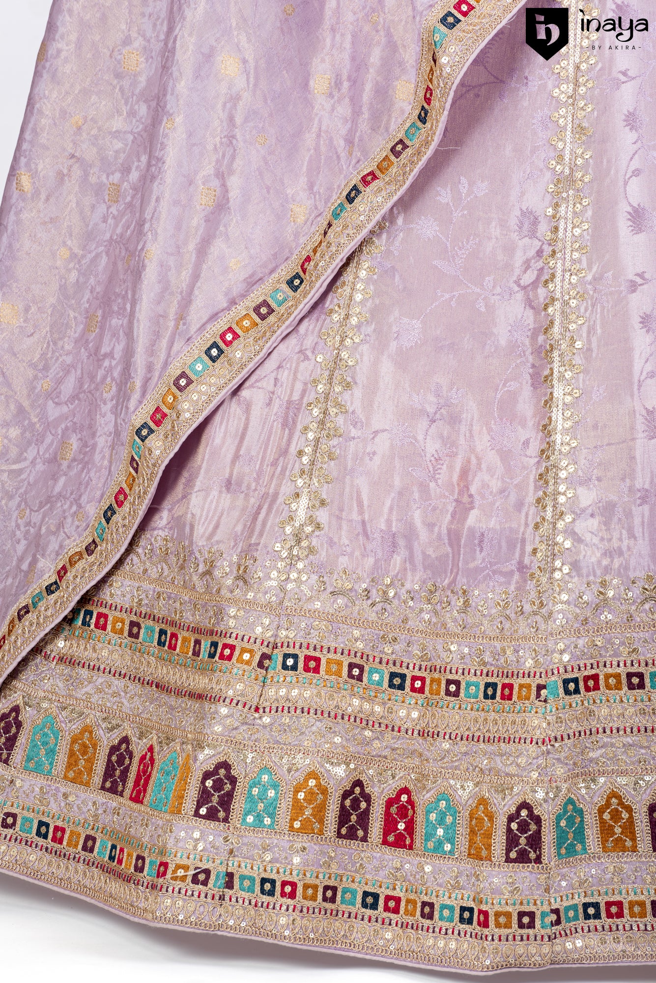 Lavender Elegance Organza Semi-Stitched Lehenga with Heritage Embroidery