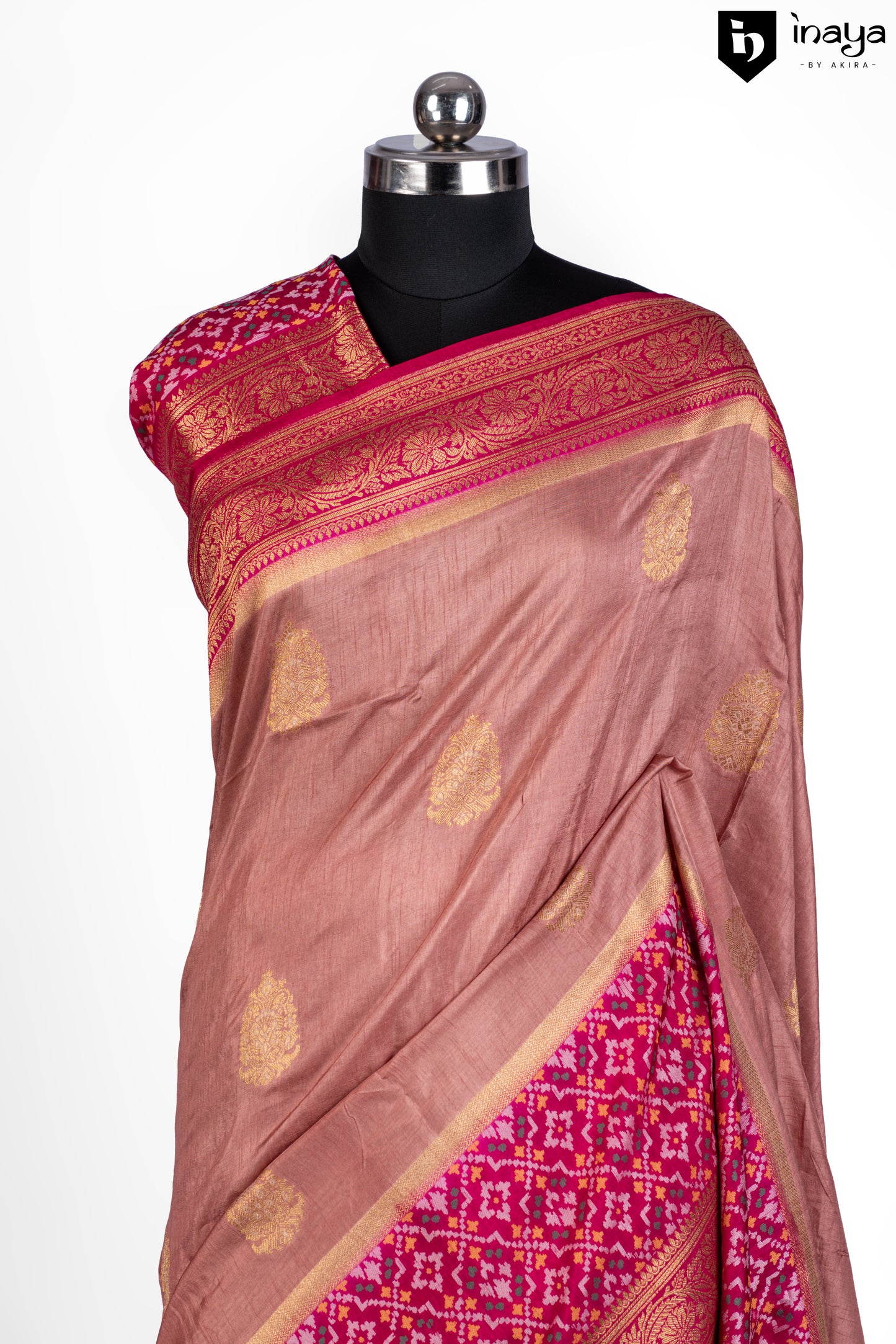 Mystic Dusty Rose Banarasi Silk Saree with Rich Magenta Accents