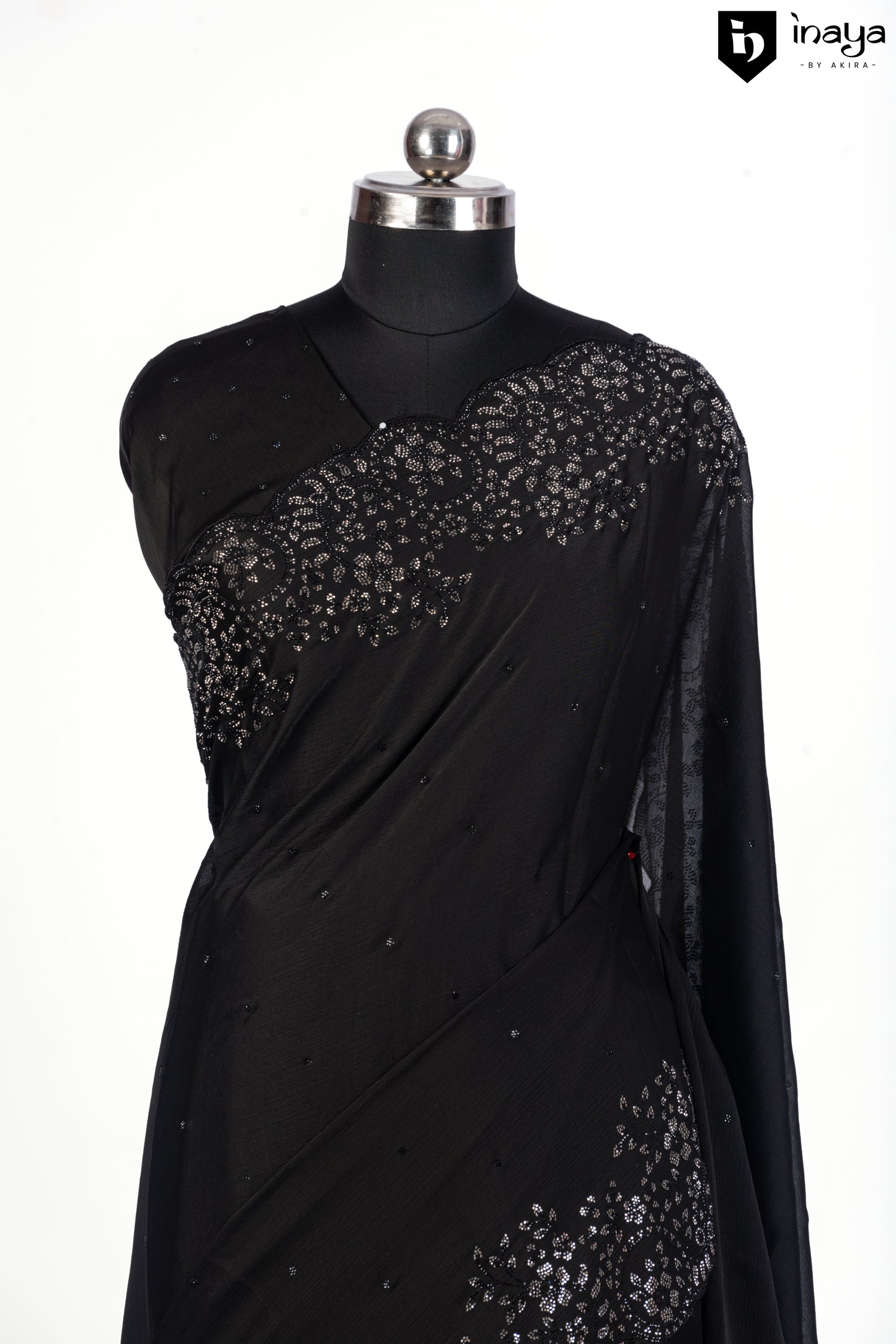 Black Chiffon Saree with Elegant Embellishments