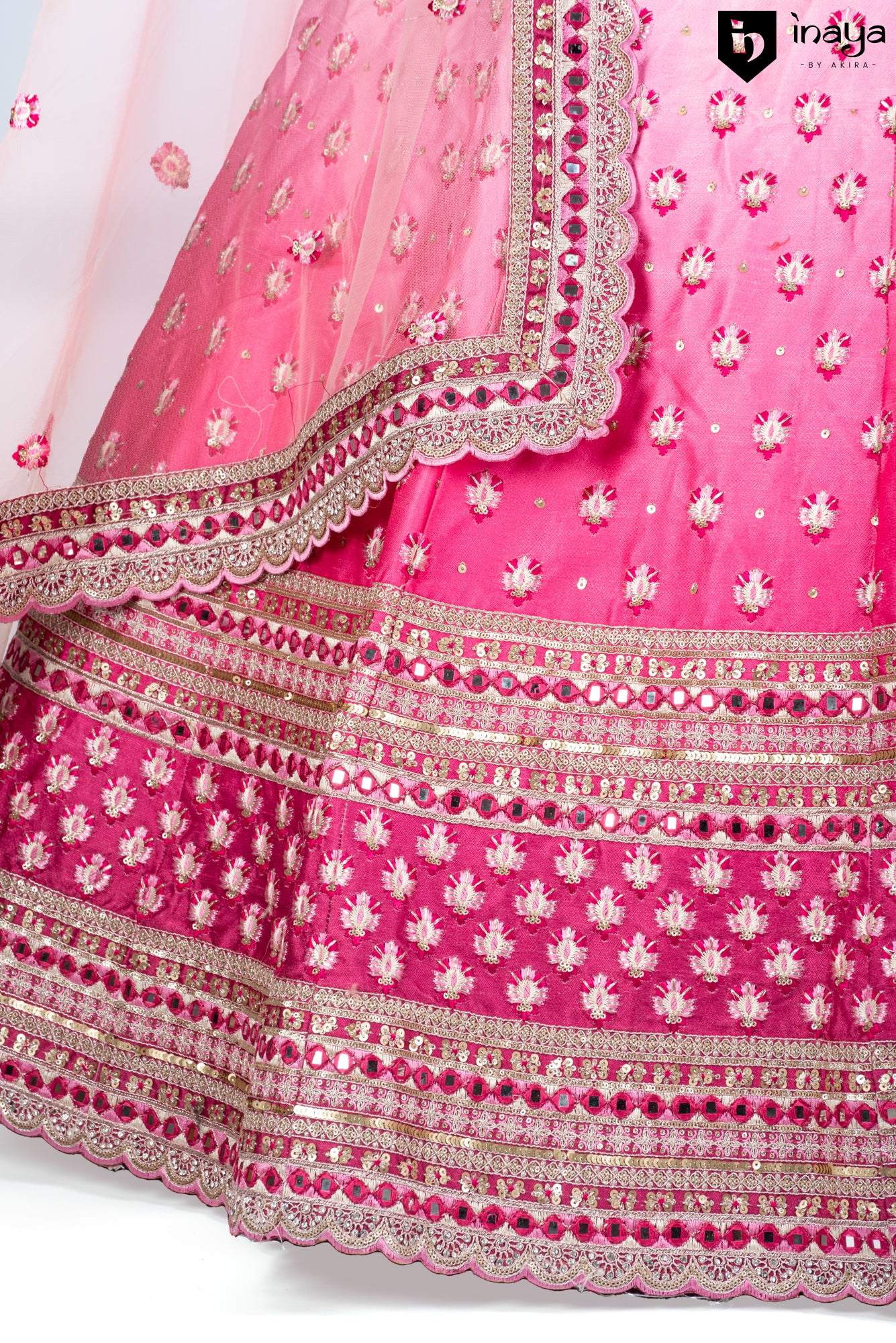 Fuchsia Flourish: Fuchsia Raw Silk Semi-Stitched Lehenga with Embellished Dupatta