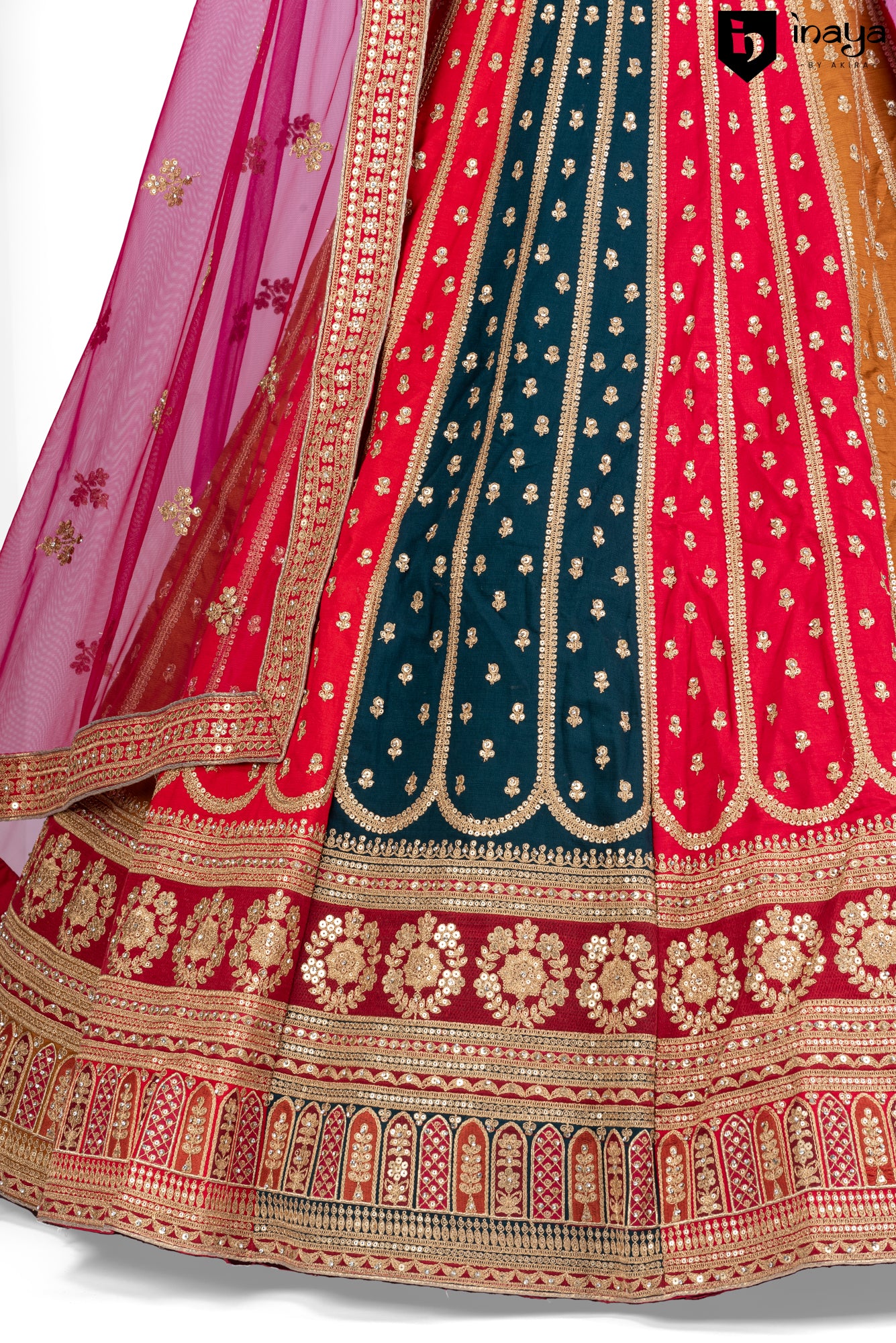 Vibrant Multi-Colored Silk and Net Semi-Stitched Lehenga