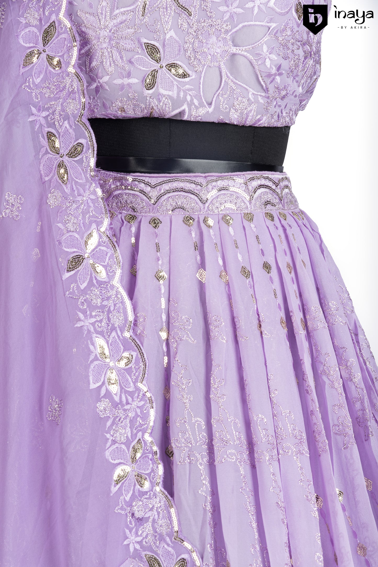 Lavender Elegance Semi-Stitched Lehenga with Silver Detailing