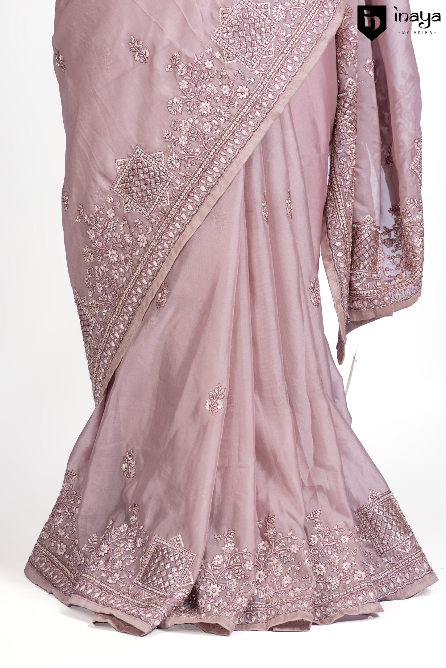 Elegant Mauve Satin Crepe Saree