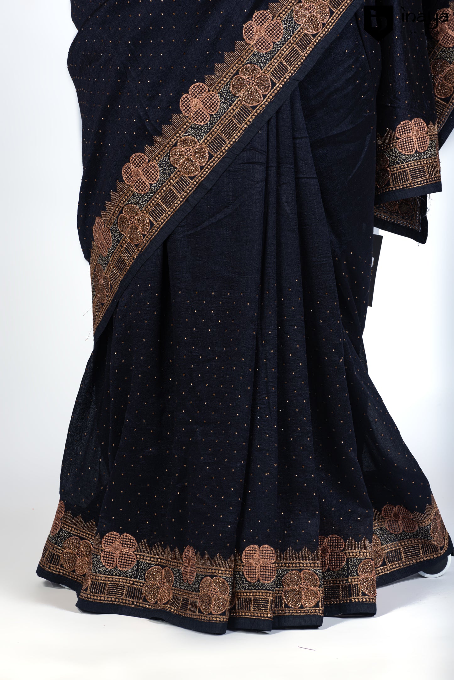 Midnight Elegance Navy Blue Georgette Saree