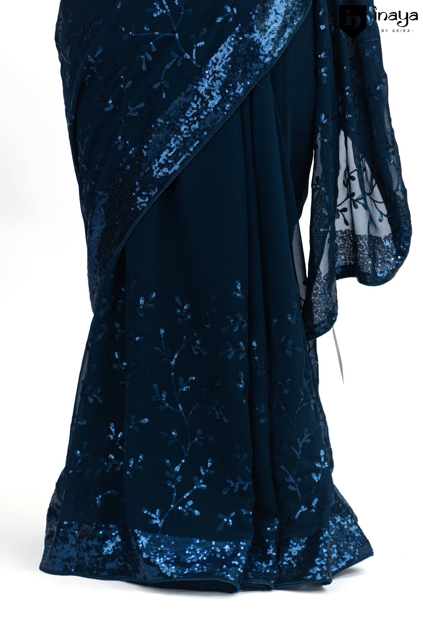 Ethereal Elegance Georgette Saree in Midnight Blue