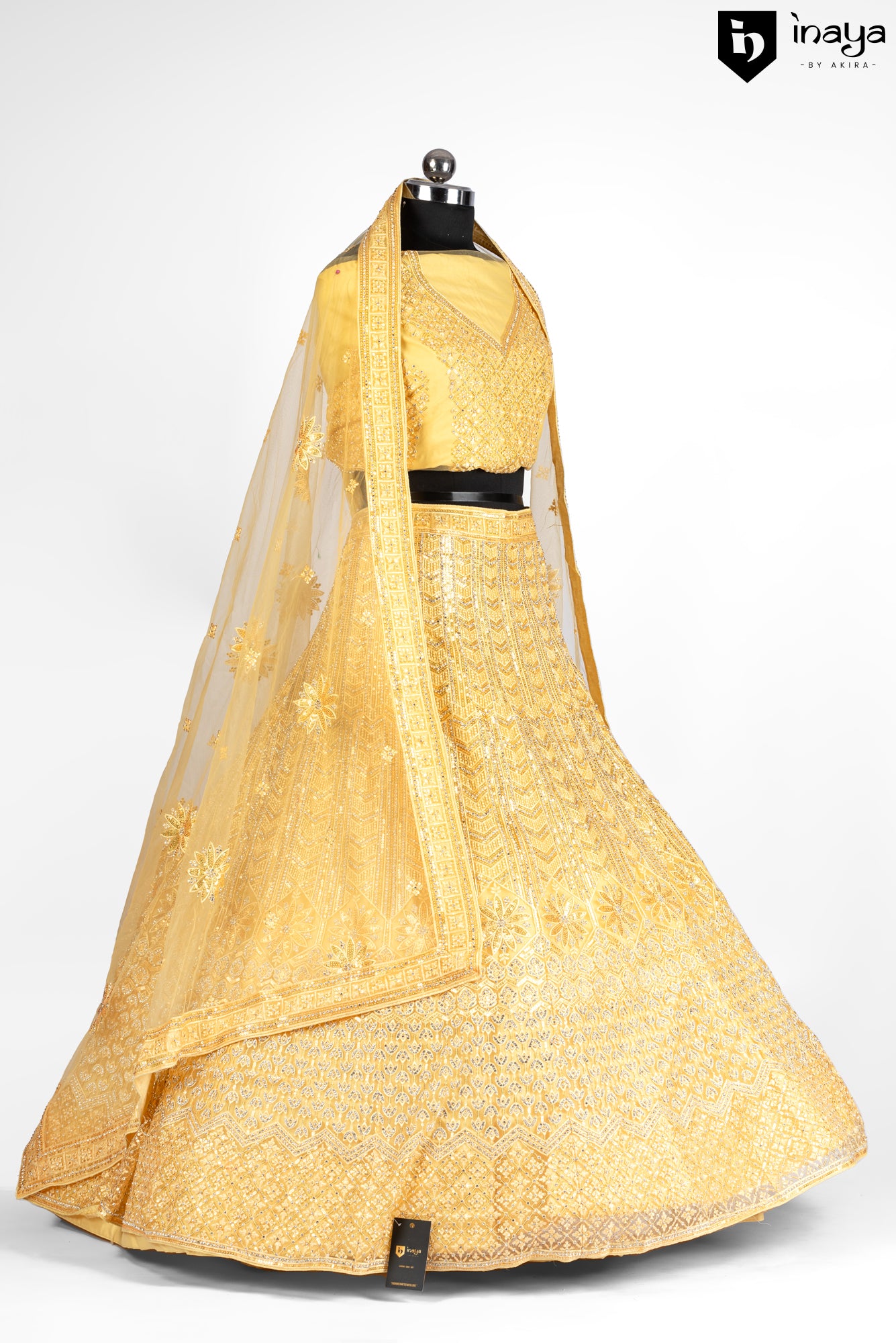 Yellow Elegance: Semi-Stitched Net Lehenga