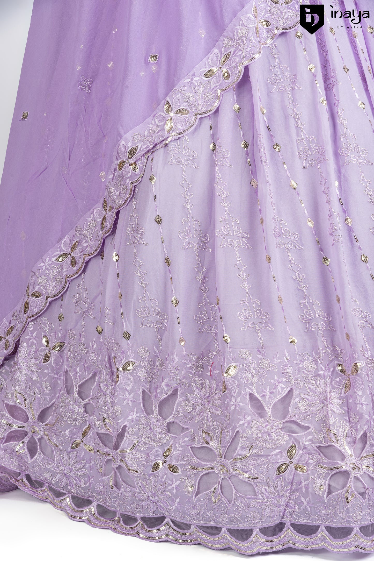 Lavender Elegance Semi-Stitched Lehenga with Silver Detailing