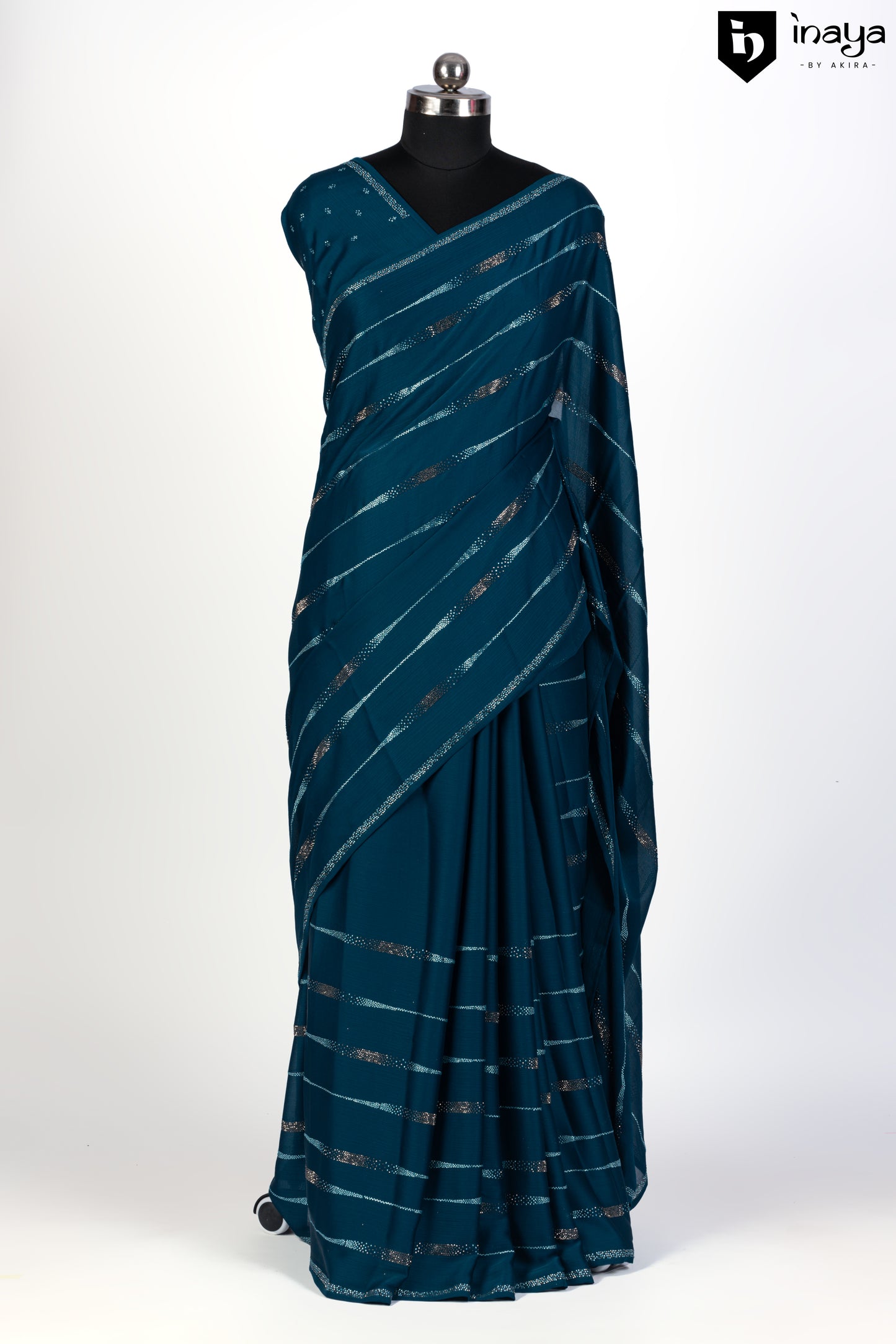 Teal Serenity Georgette Saree