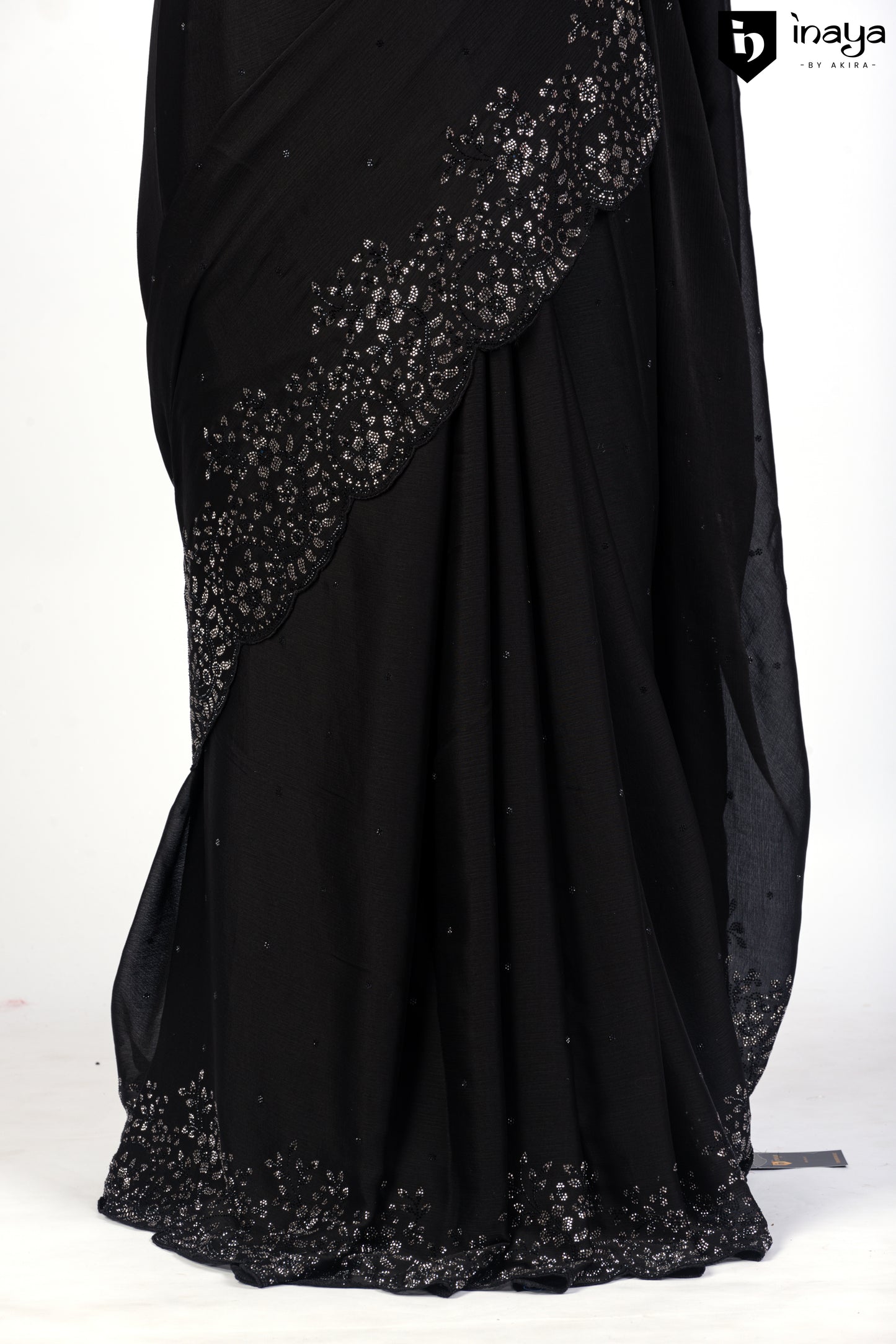 Black Chiffon Saree with Elegant Embellishments