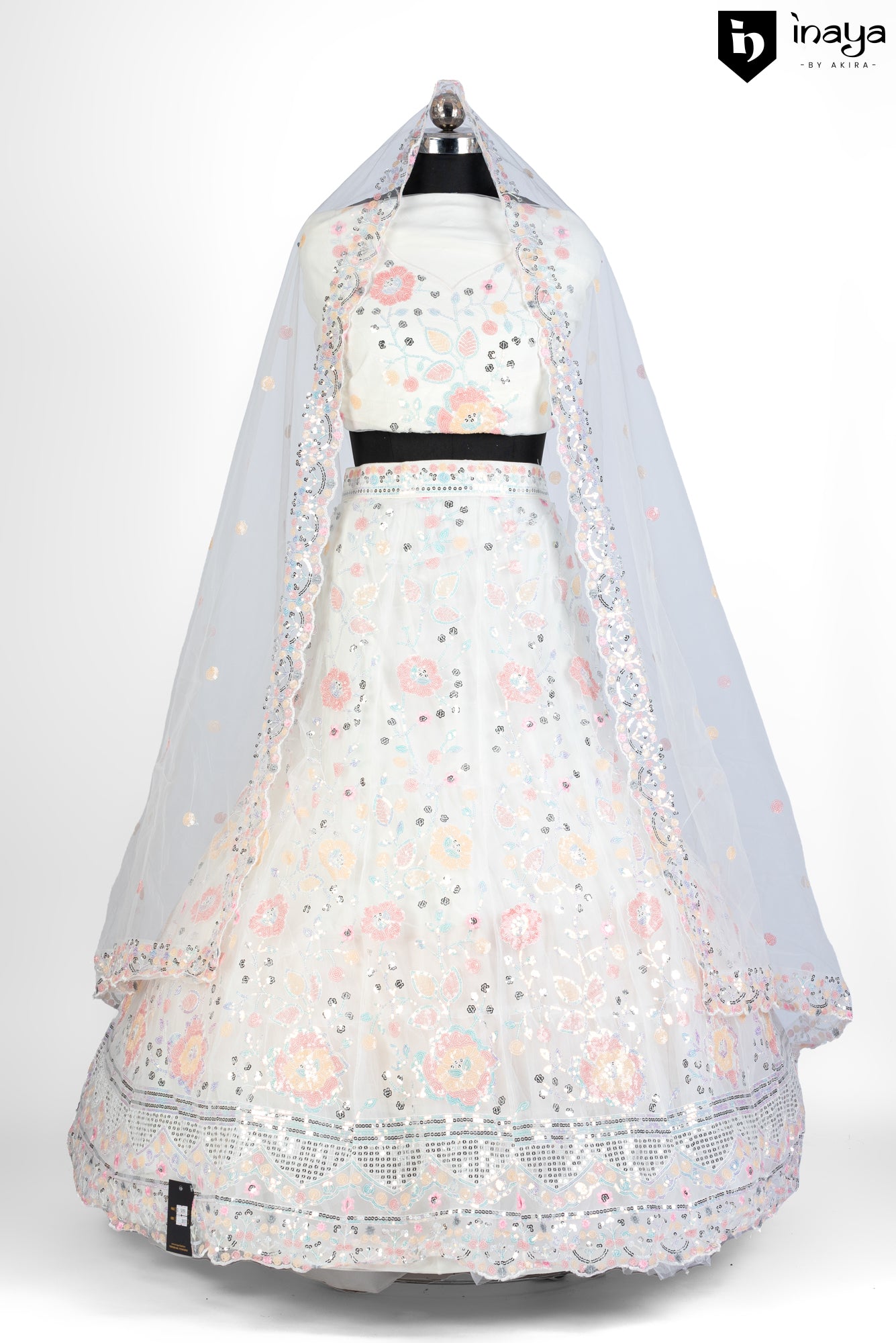 Whimsical Garden Semi-Stitched Lehenga in Tulle and Organza