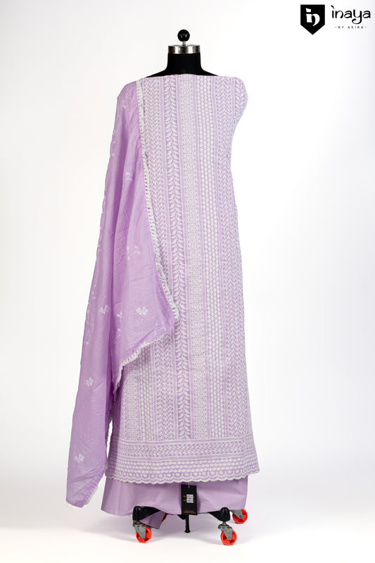 Lavender Haze Chikankari Cotton Suit Set