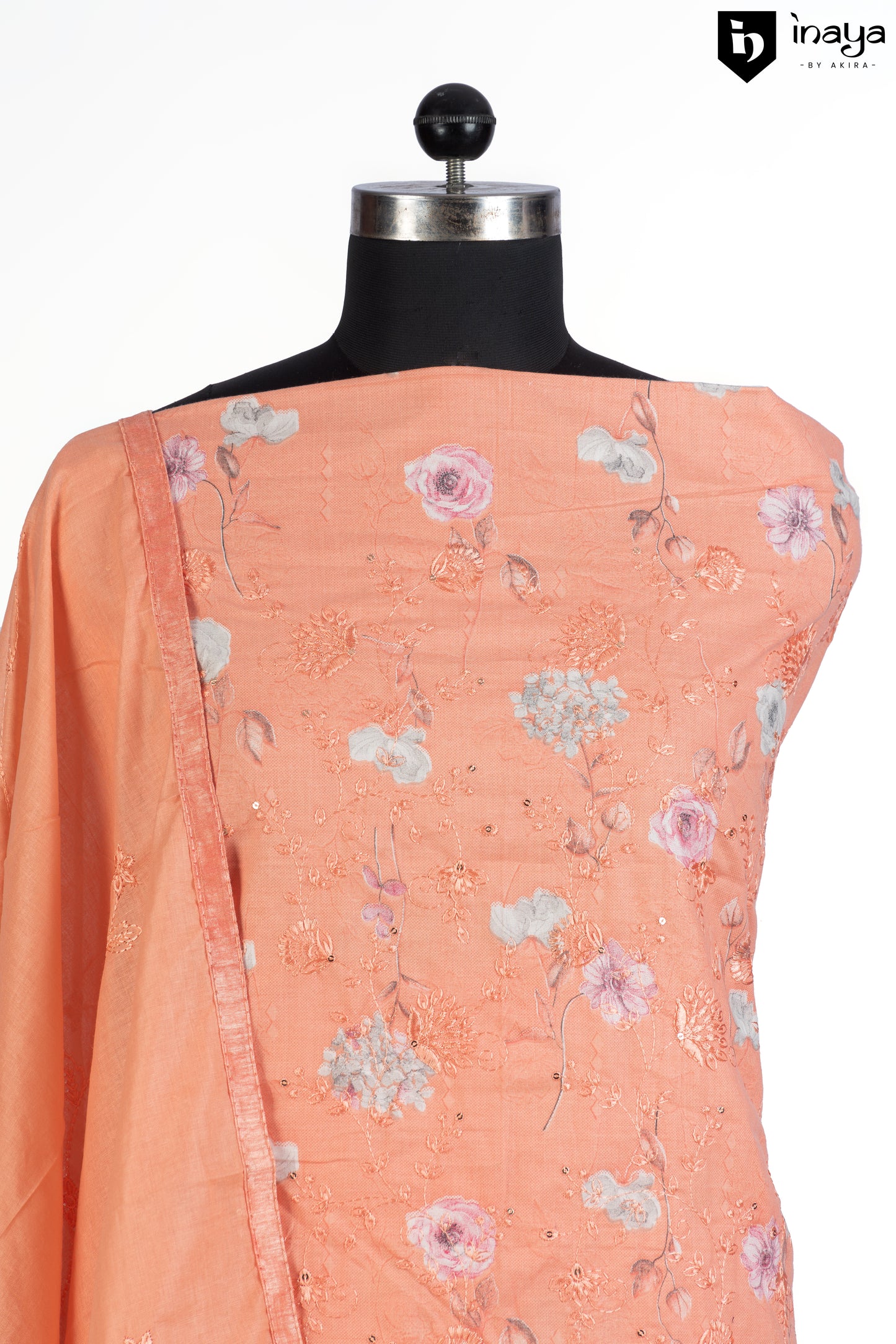 Peach Blossom Embroidered Cotton Suit Set