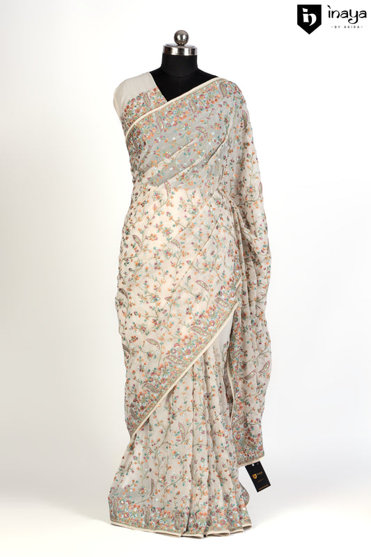 Ivory Garden Dream Georgette Saree