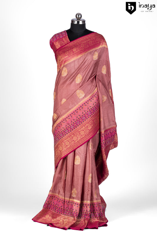 Peach Banarasi Silk Grandeur Saree