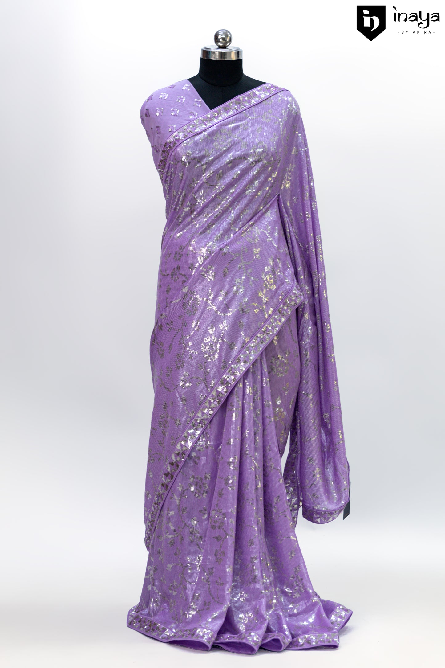 Lavender Whispers Sequin Georgette Saree